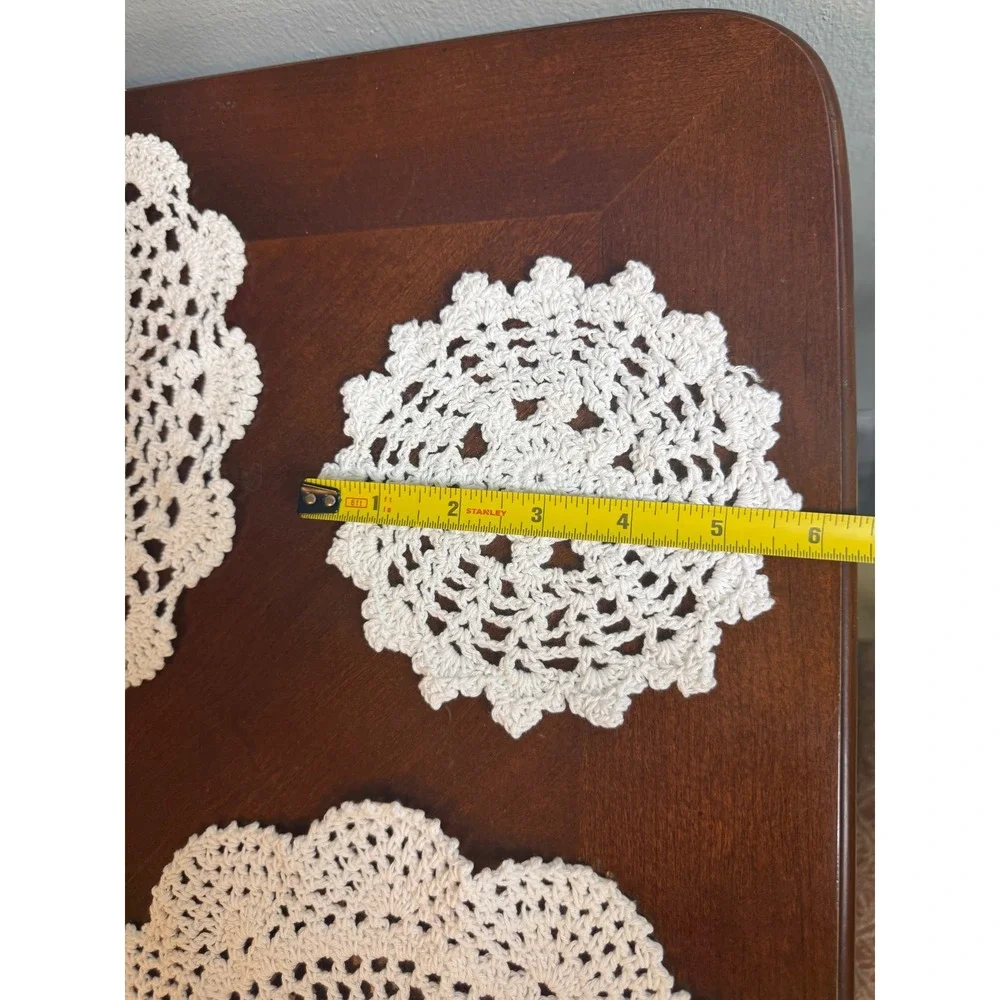 Vintage Hand Crochet Doily Lot  White Cream Lace Floral Cottagecore Boho